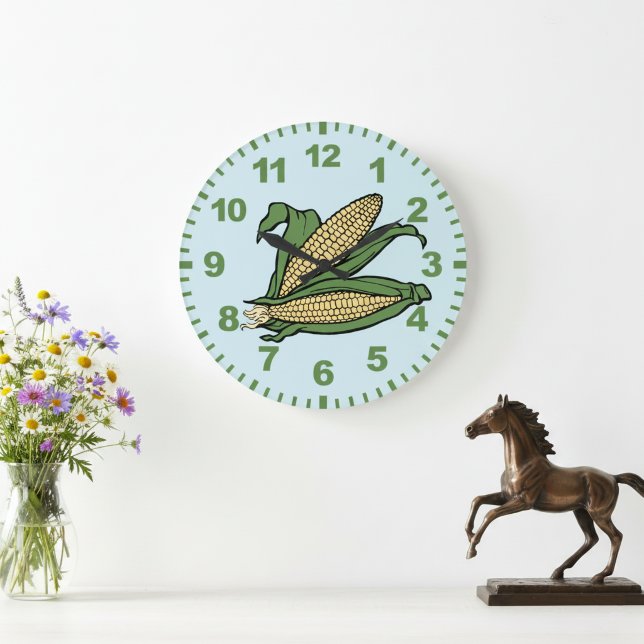 Horloge murale de cuisine en maïs (Corn kitchen wall clock.)