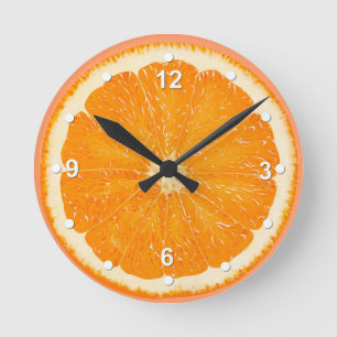 Horloge murale de cuisine orange juteuse