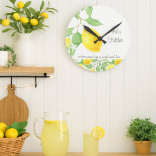 Horloge murale de cuisine personnalisée Citrus Lem