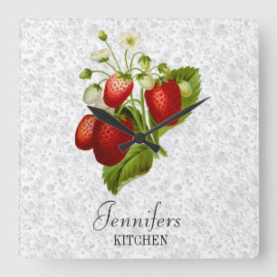 Horloge murale de cuisine personnalisée fraise
