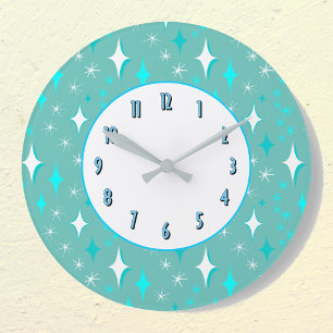 Horloge murale de cuisine rétro à motif d'étoiles
