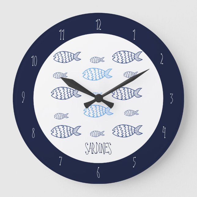 Horloge murale de cuisine Sardines Coastal Line Ar (Recto)