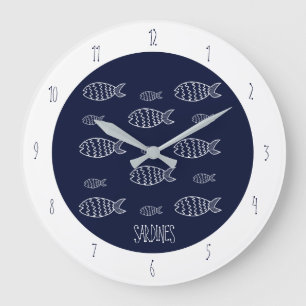 Horloge murale de cuisine Sardines Coastal Line Ar