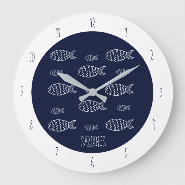 Horloge murale de cuisine Sardines Coastal Line Ar (Recto)