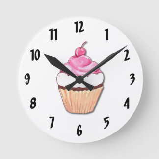 Horloge murale de cupcake rose
