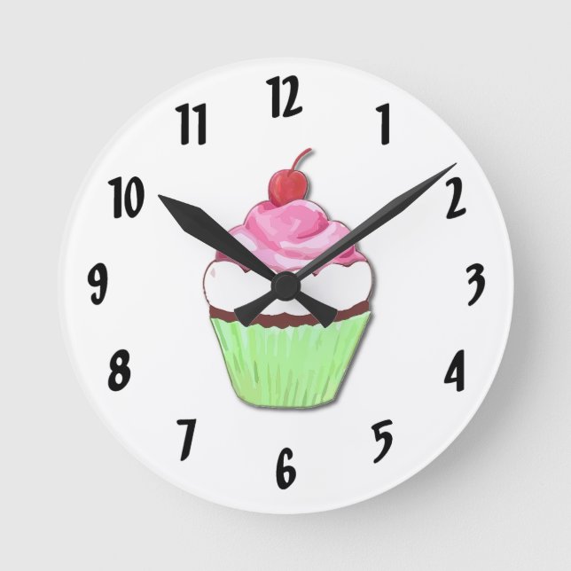 Horloge murale de Cupcake vert et rose (Recto)