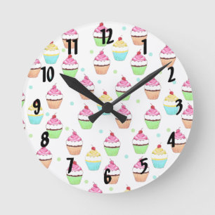 Horloge murale de cupcakes colorés