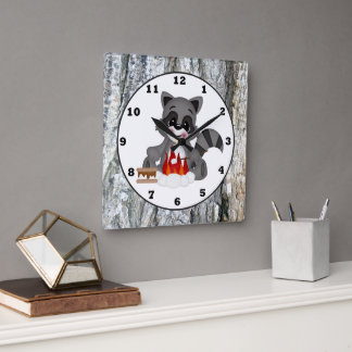 Horloge murale de Cute Campkin Raccoon