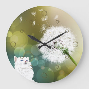 Horloge murale de Dandelion et de chat