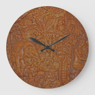 Horloge murale de découpage en bois de Bali