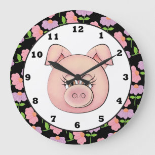 horloge murale de dessin animé de Country Pig