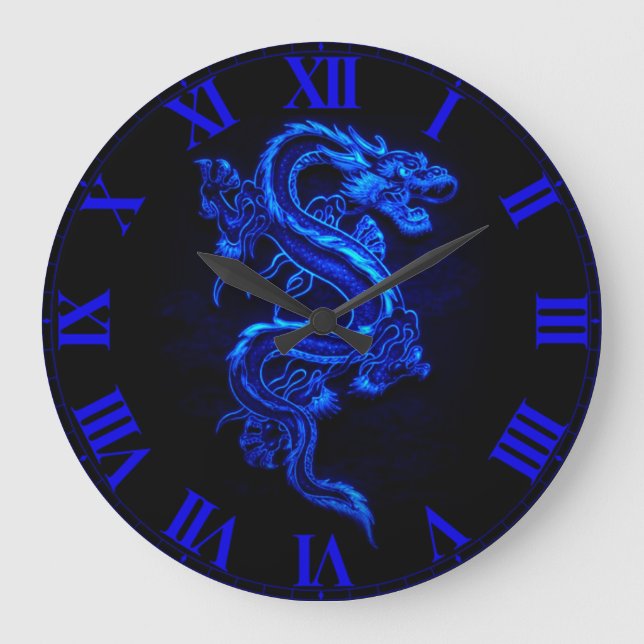 Horloge murale de Dragon Bleu Asiatique (Recto)