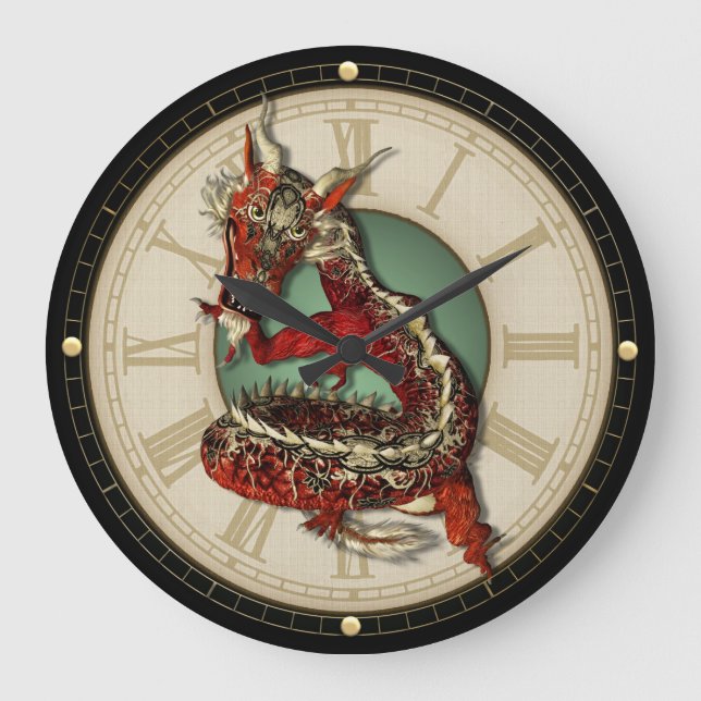 Horloge murale de Dragon Rouge Chinois (Recto)