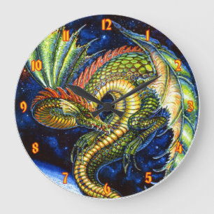 Horloge murale de dragon vert