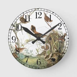 Horloge murale de faune d'animaux d'oiseaux de