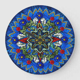 Horloge murale de fenêtre rose en verre souillé