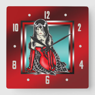 Horloge murale de fille de vampire de bande
