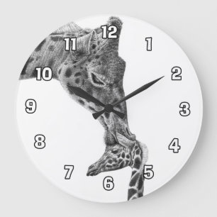 Horloge murale de girafe et de veau