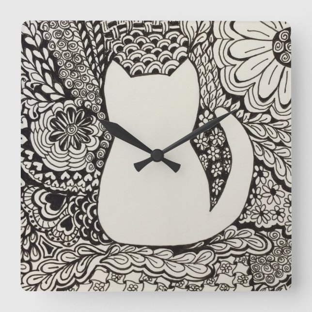 Horloge murale de griffonnage de chat (Recto)