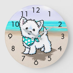 Horloge murale de KiniArt Cutieface Beach Westie