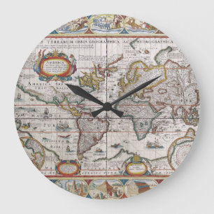 Horloge murale de la carte du monde antique