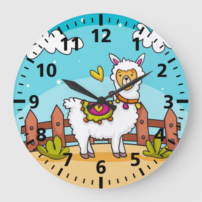 Horloge murale de la chambre pour enfant de llama  (Recto)