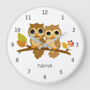 Horloge murale de la chouette animale du bois mign