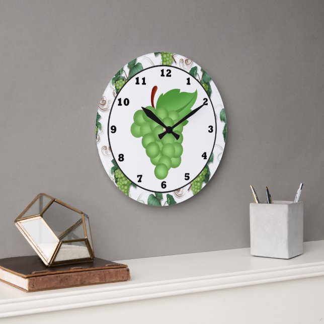 horloge murale de la cuisine de raisin vert (Bureau)