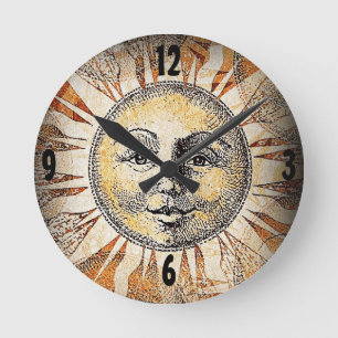 Horloge murale de la face du soleil souriante