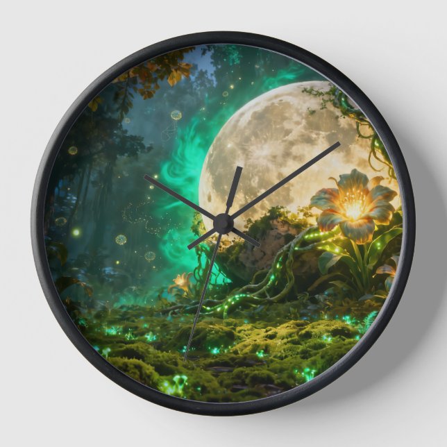 Horloge murale de la forêt lunaire fantastique (Recto)