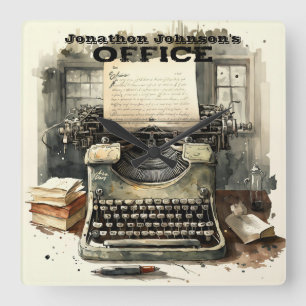 Horloge murale de la machine à écrire vintage