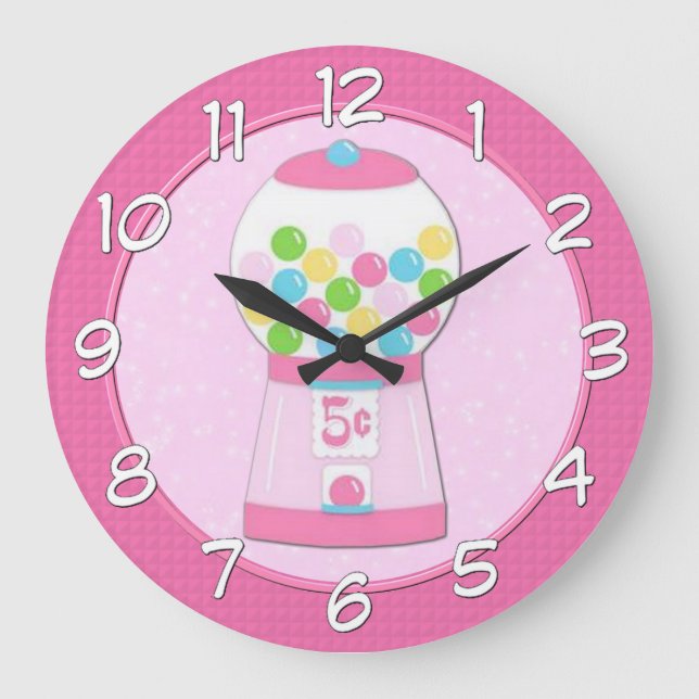 Horloge murale de la machine Bubblegum rose pour e (Recto)