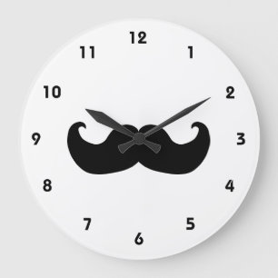 Horloge murale de la Moustache noire avec chiffres