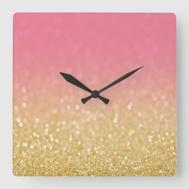Horloge murale de la Parties scintillant Gold Pink (Recto)