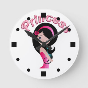 Horloge murale de la princesse rétro rose
