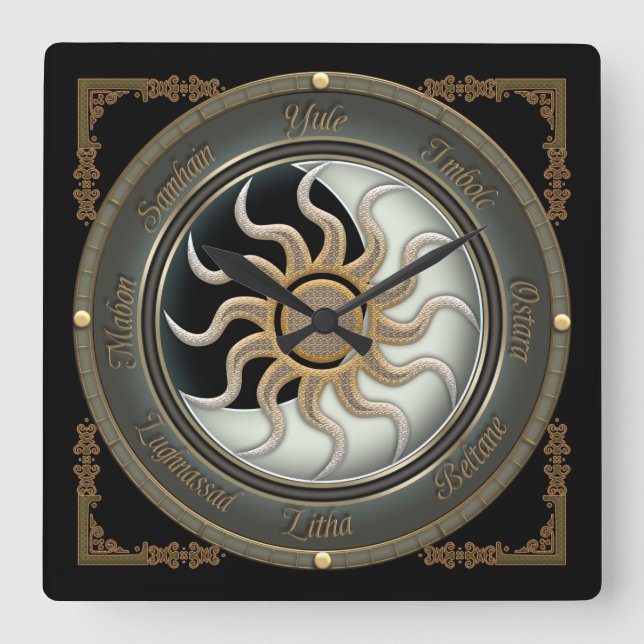 Horloge murale de la roue Pagan Sun et Moon (Recto)