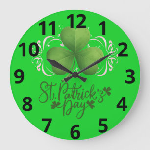 Horloge murale de la Saint-Patrick au trèfle vert