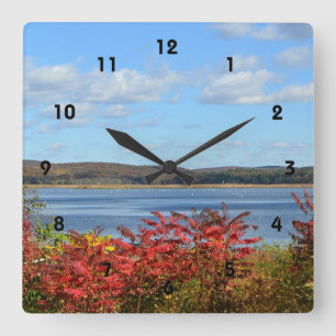 Horloge murale de la scène de la rivière d'automne