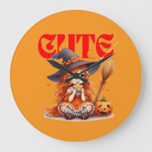Horloge murale de la sorcière d'Halloween et Citro