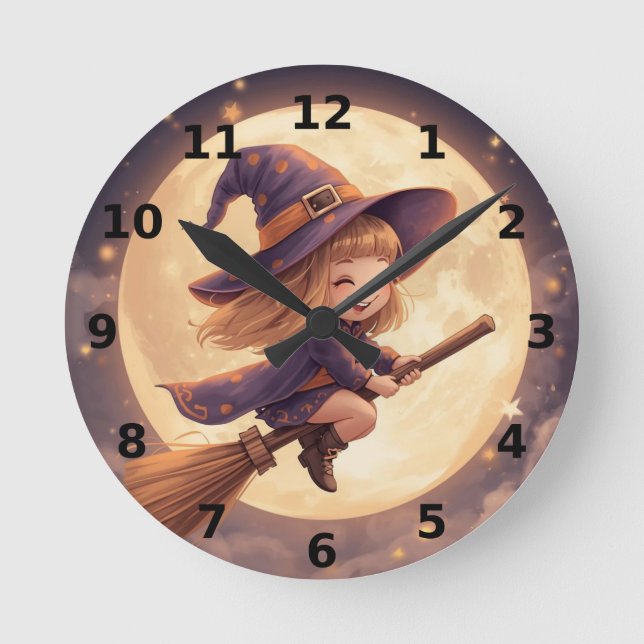 Horloge murale de la sorcière mignonne - Décor Éff (Recto)