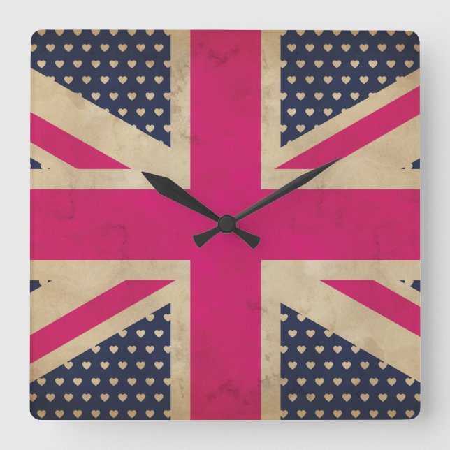 Horloge murale de l'ancien drapeau rose Union Jack (Recto)