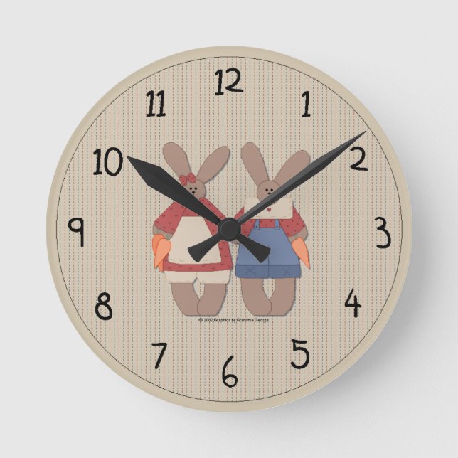 Horloge murale de lapins de campagne mignons (Recto)