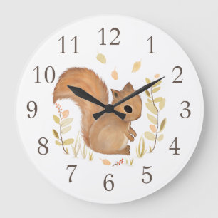 Horloge murale de l'écureuil animal du bois
