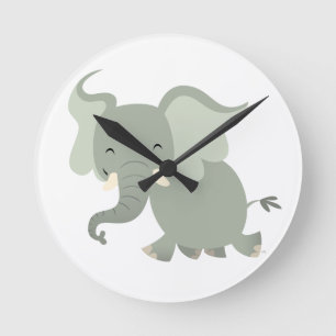 Horloge murale de l'éléphant joyeux caricature