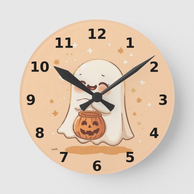 Horloge murale de l'Halloween Fantôme mignon (Recto)