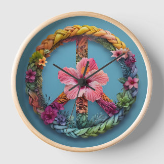 Horloge murale de l'Hibiscus de la paix des fleurs