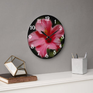 Horloge murale de l'Hibiscus rose
