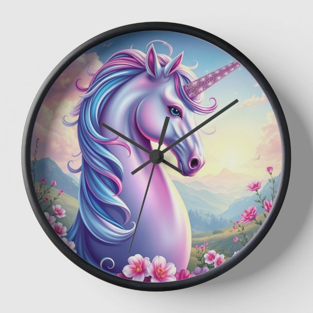 Horloge murale de l'Imaginaire Unicorne enchantée (Recto)