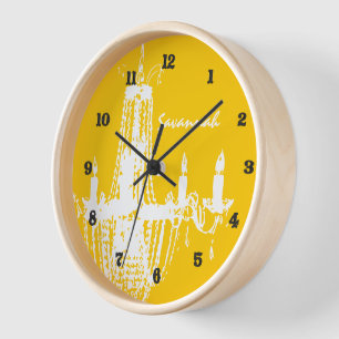 Horloge murale de lustre jaune moutarde personnali
