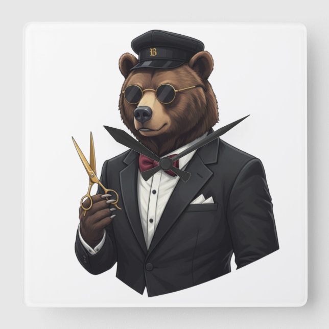 Horloge murale de luxe Master Barber Bear - Salon  (Recto)